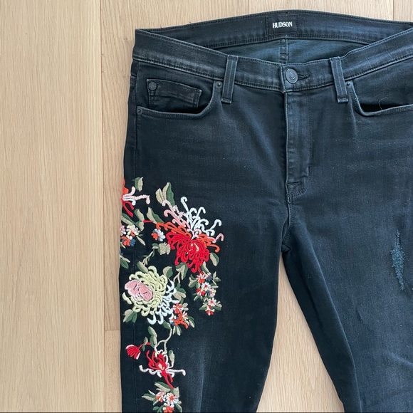 Hudson Nico Embroidered Midrise Skinny Jeans - Picture 2 of 10